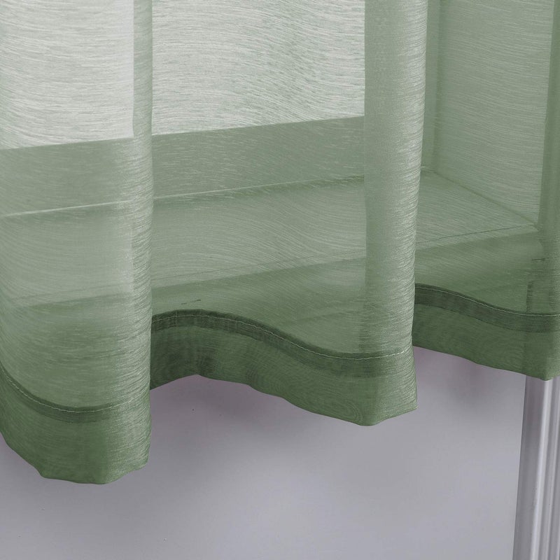 DONREN Sage Green Curtains 63 Inch Length for Bedroom - Grommet Textured Voile Drapes Window Sheer Curtain Panel for Bedroom Girls Room,52 X 63 Inches Long - Image 3